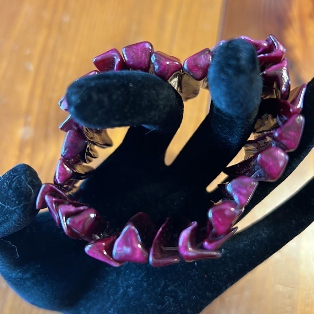 Bundle Sale 3 for $15 | Dark Ruby Colored | Mother of Pearl Shell Bracelet - Picture 5 of 10